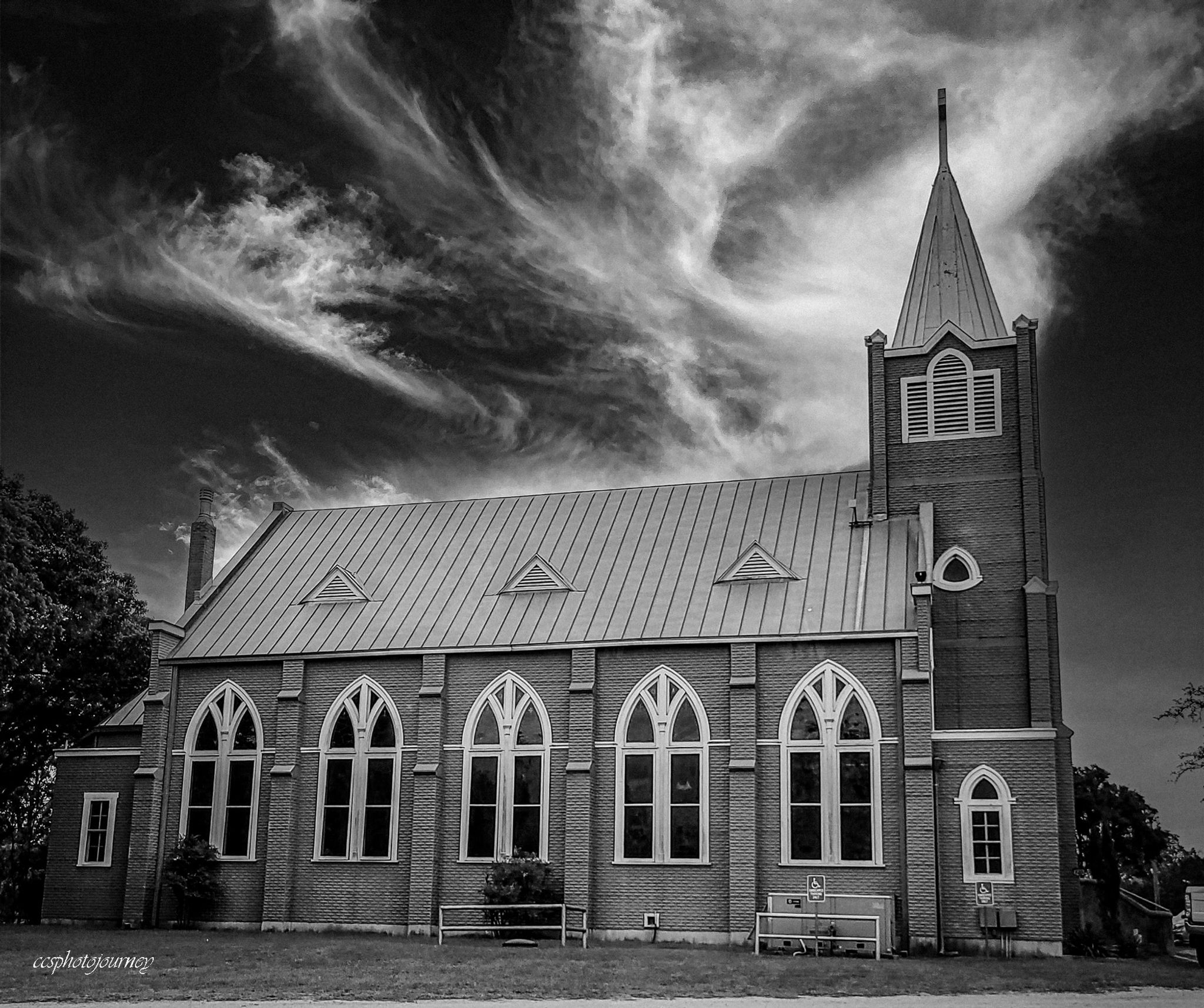 B&W Trinity Lutheran Church in Stonewall Texas- 11x14 Downloadable Print