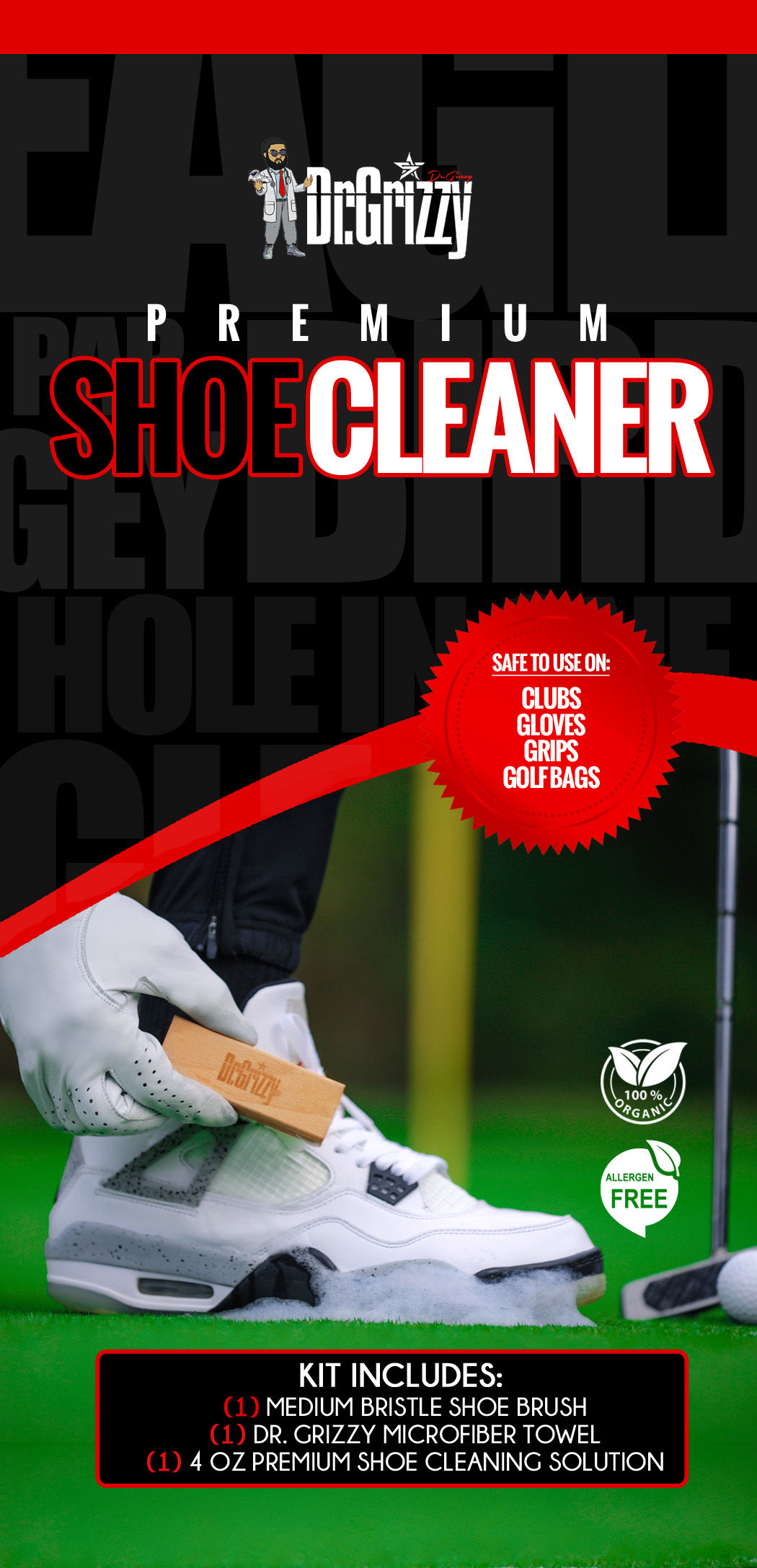 Dr. Grizzy Shoe Premium Golf Cleaning Kit