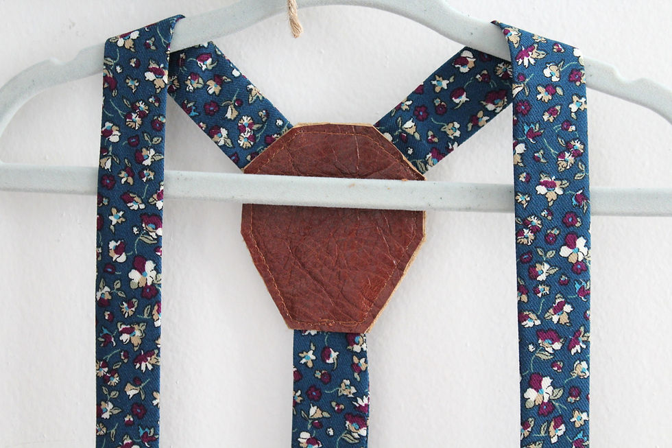 Thumbnail: Navy Teal Floral Suspenders Toronto