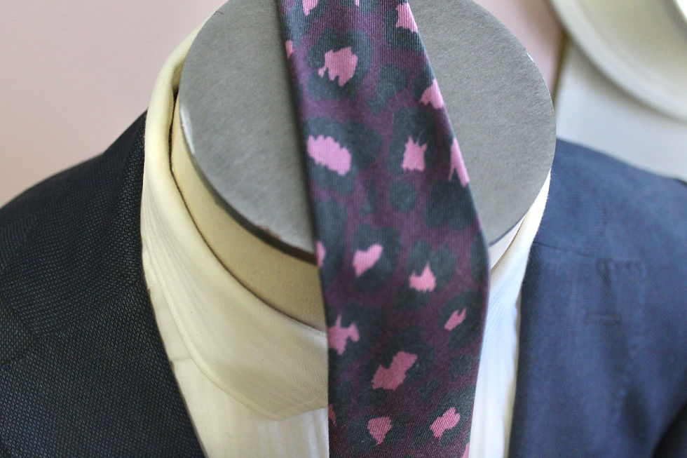Thumbnail: Gray and Pink Leopard Print Necktie
