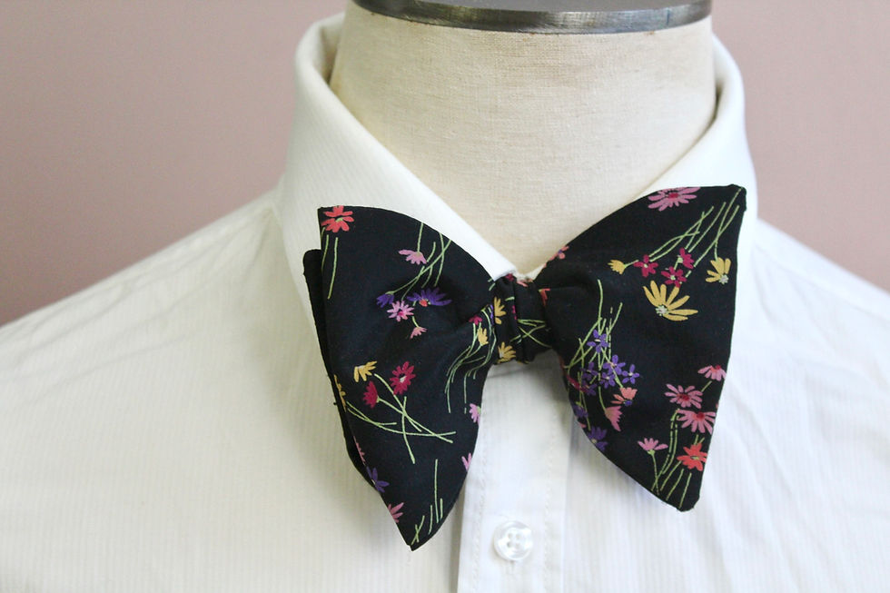 Thumbnail: Silk Black and Vibrant Meadow Floral Oversized Bowtie