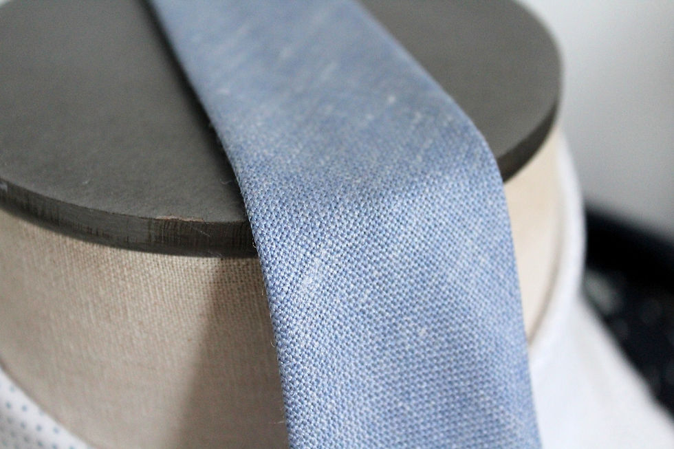 Thumbnail: Dusty Blue Silk Linen Necktie with SPIDERMAN Lining