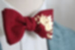 Gold Foil and Burgundy Silk Self Tying Bow Tie Handsome and Lace
