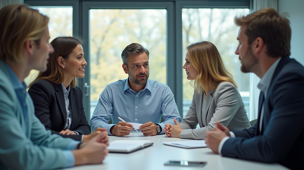 Eye-level view of a multidisciplinary team discussing assessment results