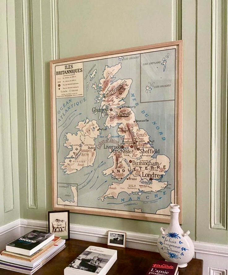 Miniatura: French school map from 1960: British Island
