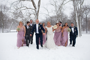 Bridal Party in the snow at Ravina on the Lakes Peoria, Illinois