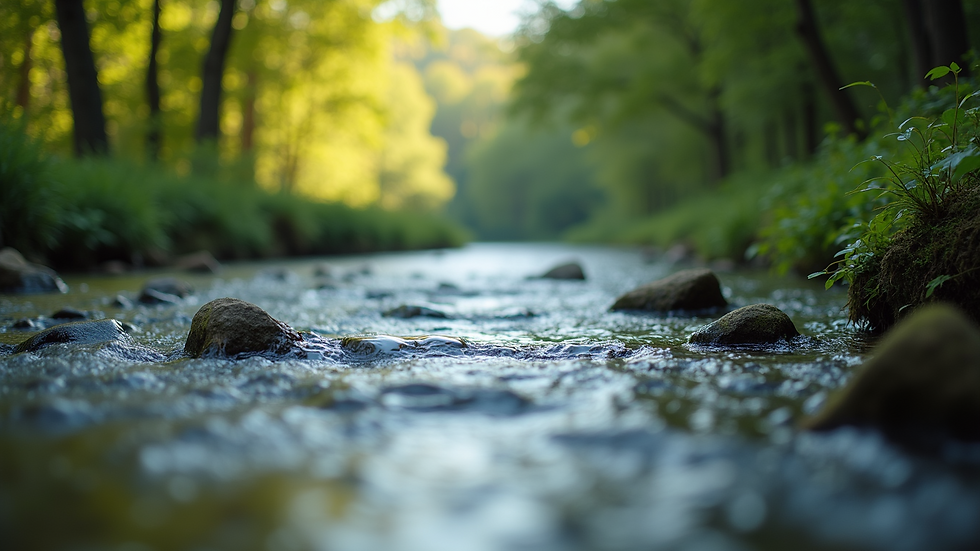 Close-up view of a tranquil nature scene with a flowing river