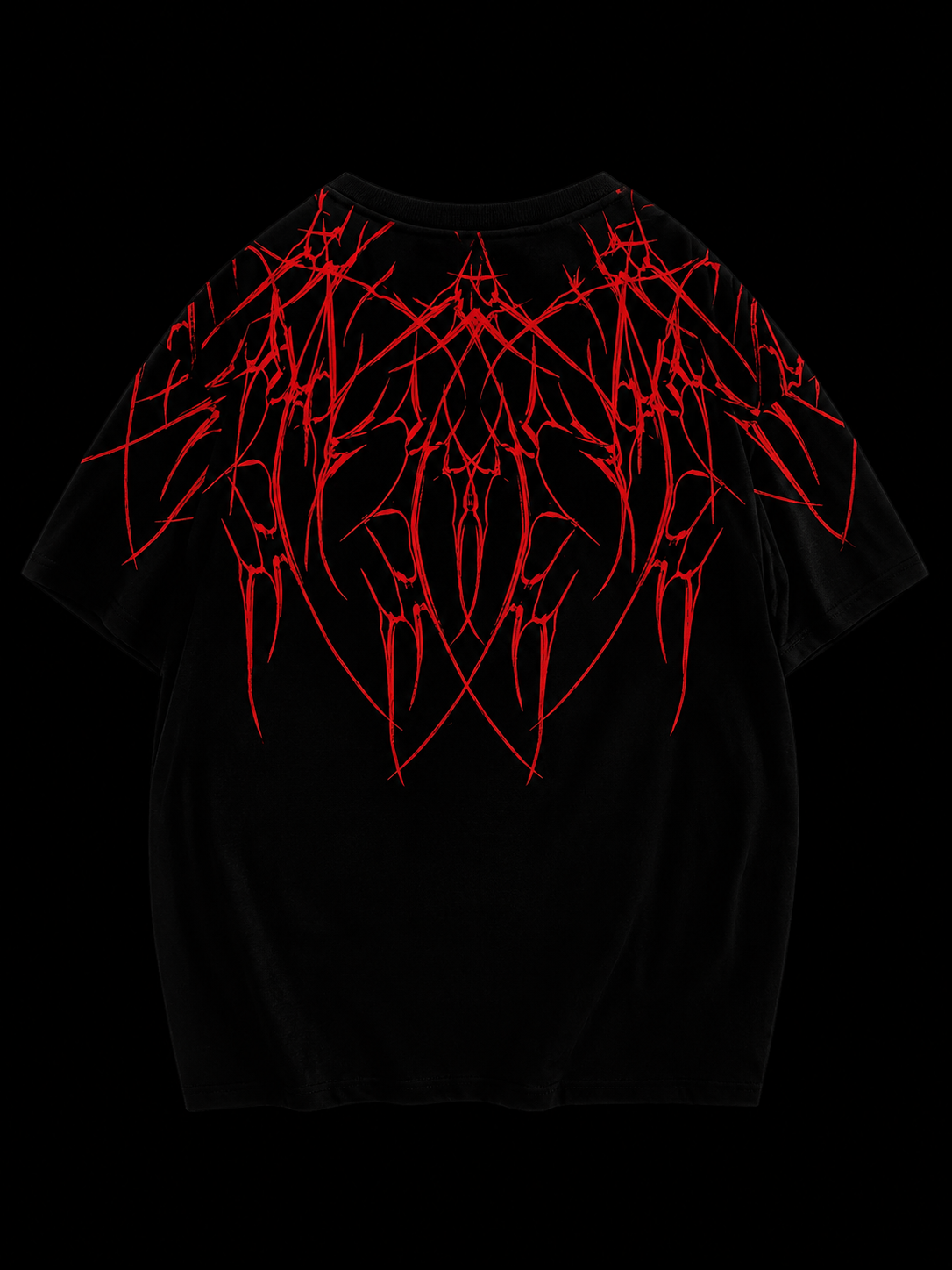 Camiseta Oversized Streetwear ELVORAX | Estampa Gótica Vermelha #043