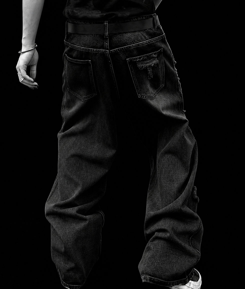 Miniatura: Calça Jeans Wide Leg Destroyed Gothic – Streetwear Premium #005