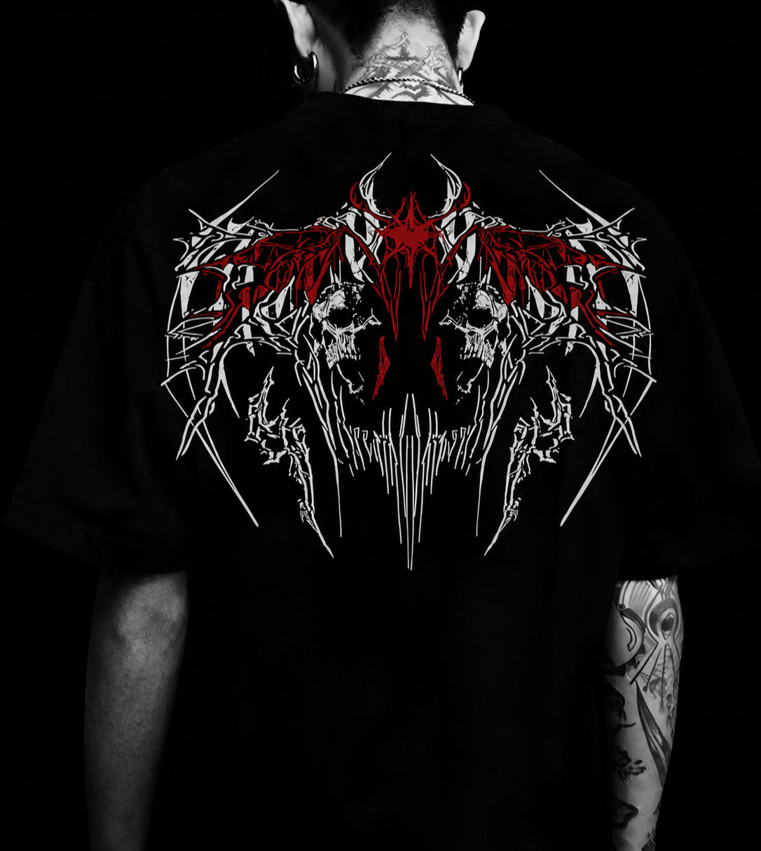 Camiseta Oversized Dark Skull Tokyo – Estampa Gótica Unissex #041