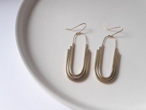 Boucles D'oreilles Pendantes En Bois Creux - Ovales, Détail étoile, Violet, Fait Main, Neuf
