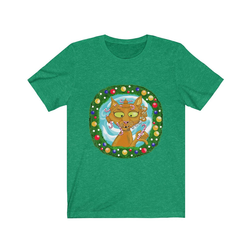 Thumbnail: THAT CURLY CAT CHRISTMAS  Adult T-shirt