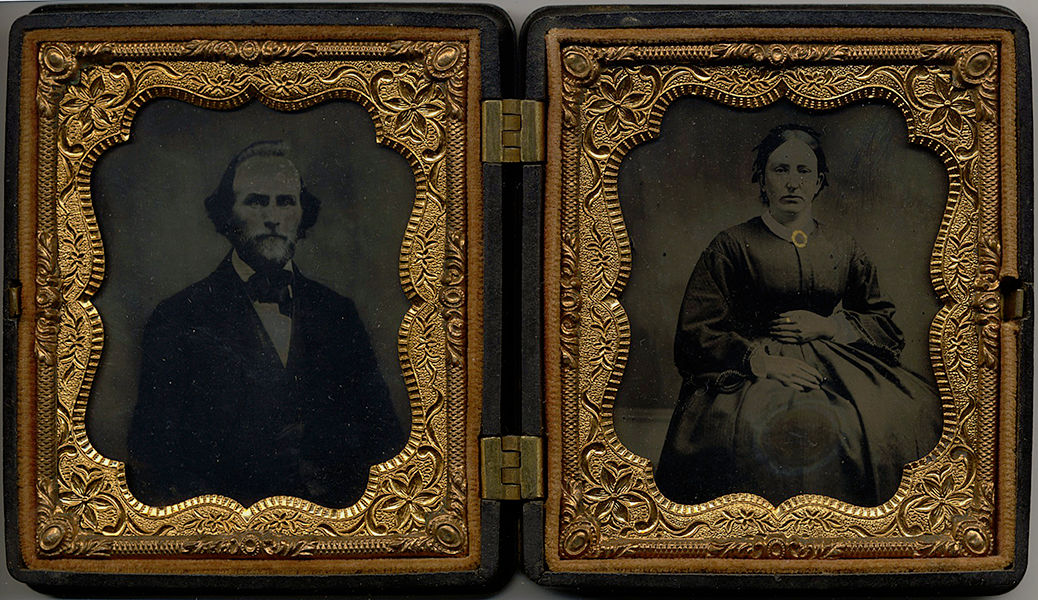 DOUBLE TINTYPE (one ID'd) 6th PLATES in Scarce THERMOPLASTIC case