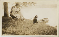 fp3540(Woman_Lakeside_CatOnLeash)