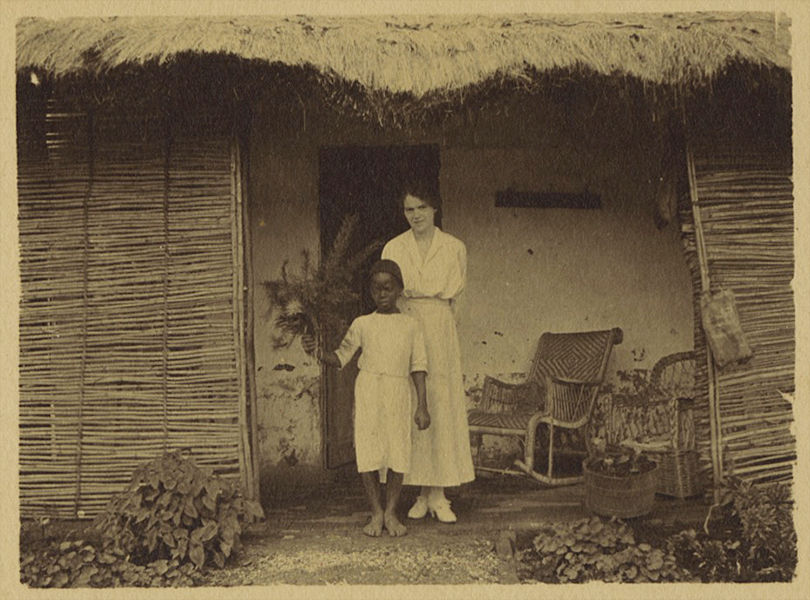 Thumbnail: RPPC COLONIALISM WHITE WOMAN POSES with BLACK AFRICAN CHILD RPPC