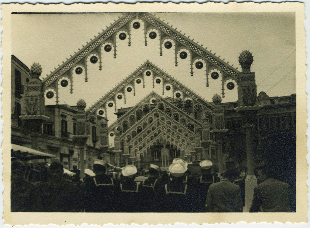 BEAUTIFUL STREET DECORATIONS ITALIAN FESTIVAL of St NICOLA US NAVY SAILORS VISIT