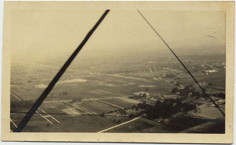 Thumbnail: GREAT MIDWEST PLAINS VIEWED fm PLANE BIPLANE STRUTS LANDSCAPE fm AIR UNUSUAL