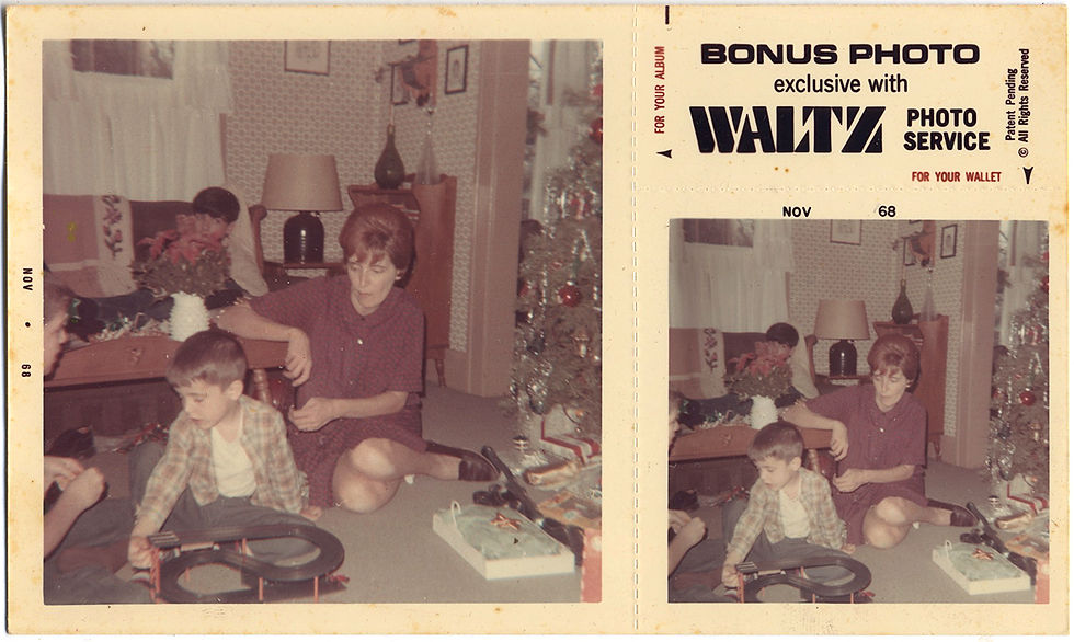 Thumbnail: BONUS PRINT DIPTYCH! LITTLE BOY PLAYS w SCALEXTRIC SET XMAS MORNING!