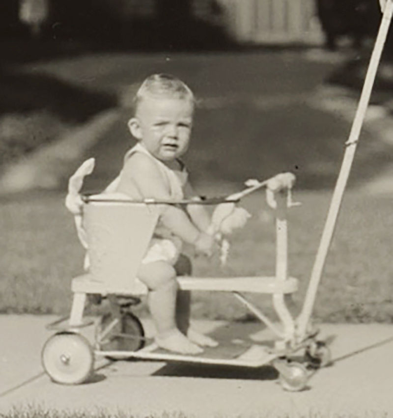 Thumbnail: PRETTY MOTHER DRAGS UNHAPPY BABY along SUBURBAN STREET in ODD BABY CARRIAGE