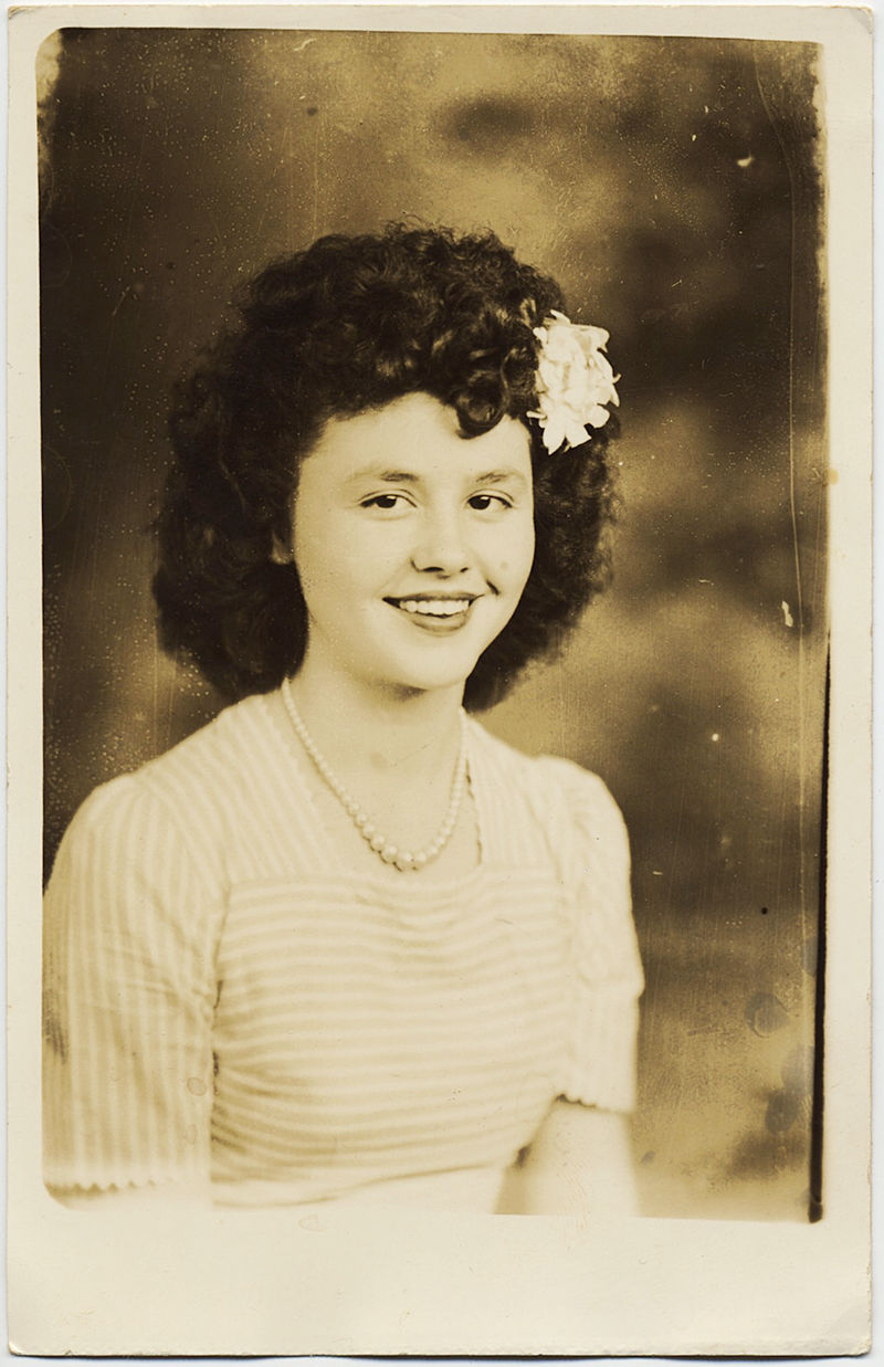 Thumbnail: 3 WONDERFUL RPPCs YOUNG WOMAN FLOWER in HAIR STUDIO PORTRAIT PAINTED BACKDROP