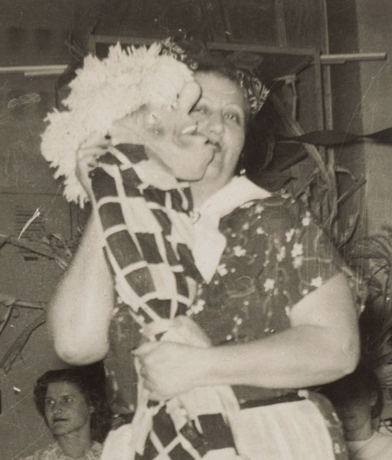 Thumbnail: BIZARRE STRANGE WOMAN EMBRACES GRUESOME LIFESIZE DOLL at COSTUME PARTY