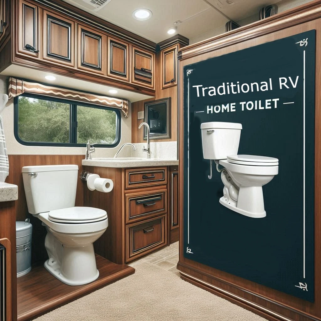 traditional home toilet in rv