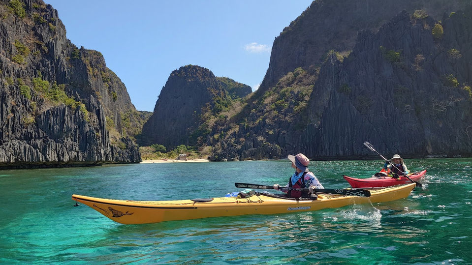Kayaking in scenic Philippines bay