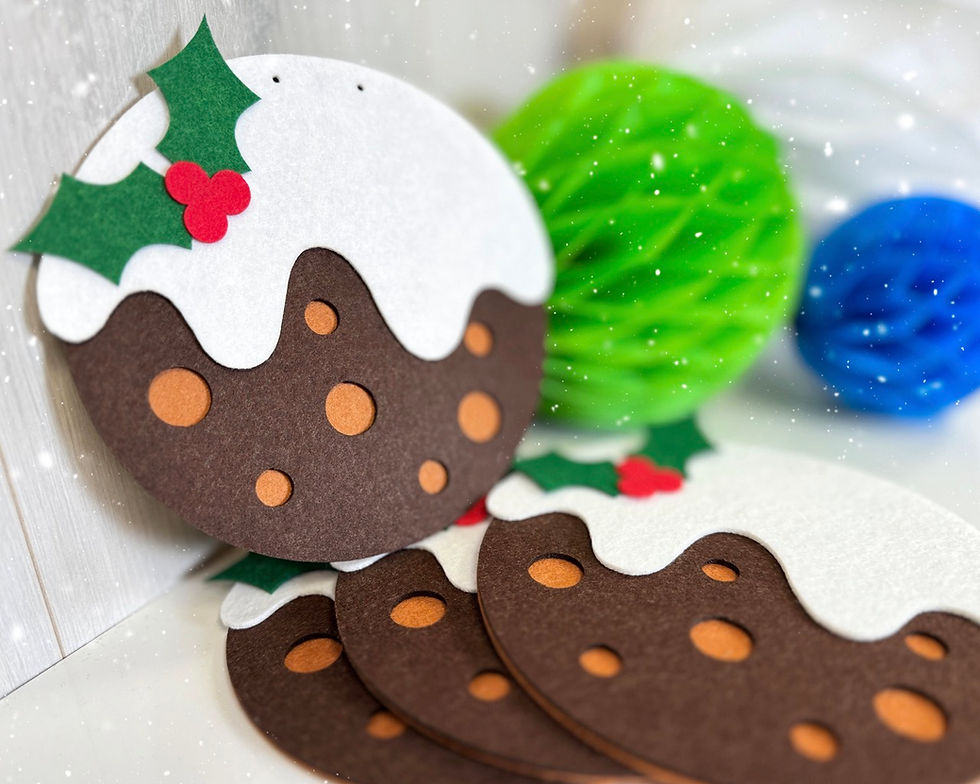 Christmas Pudding Bunting Banner Close Up