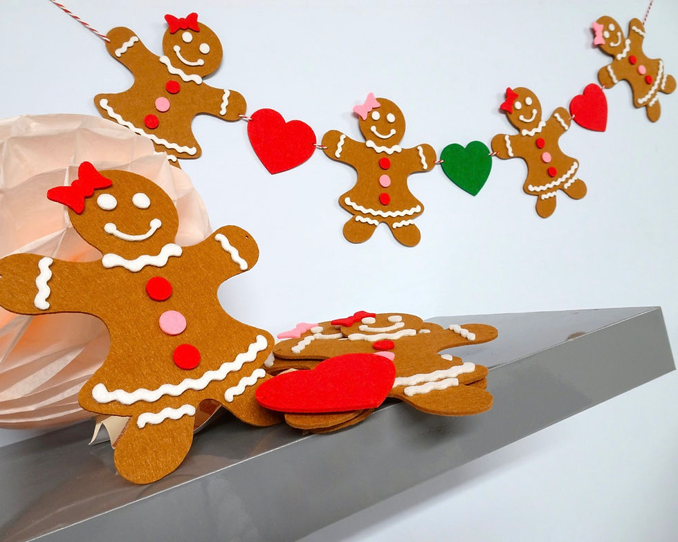Gingerbread Women & Heart Bunting Banner Cover