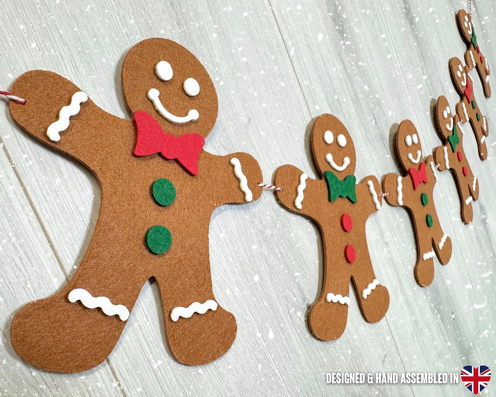 Gingerbread Man Bunting Garland Close Up