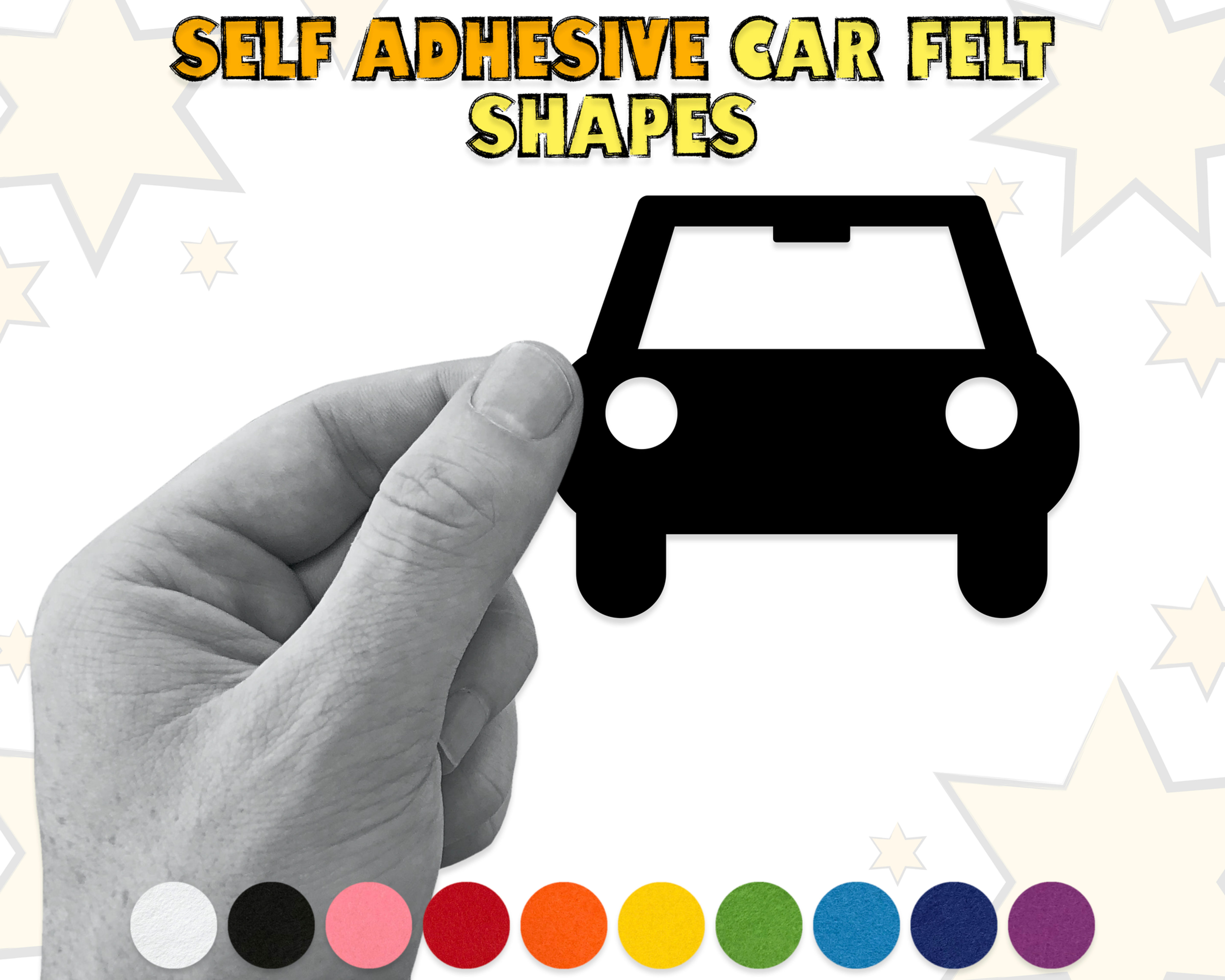 2mm Self Adhesive Felt Cars | 20 Pack | Custom Colour & Size