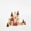Miniature : Wooden toy stacking blocks build into a castle