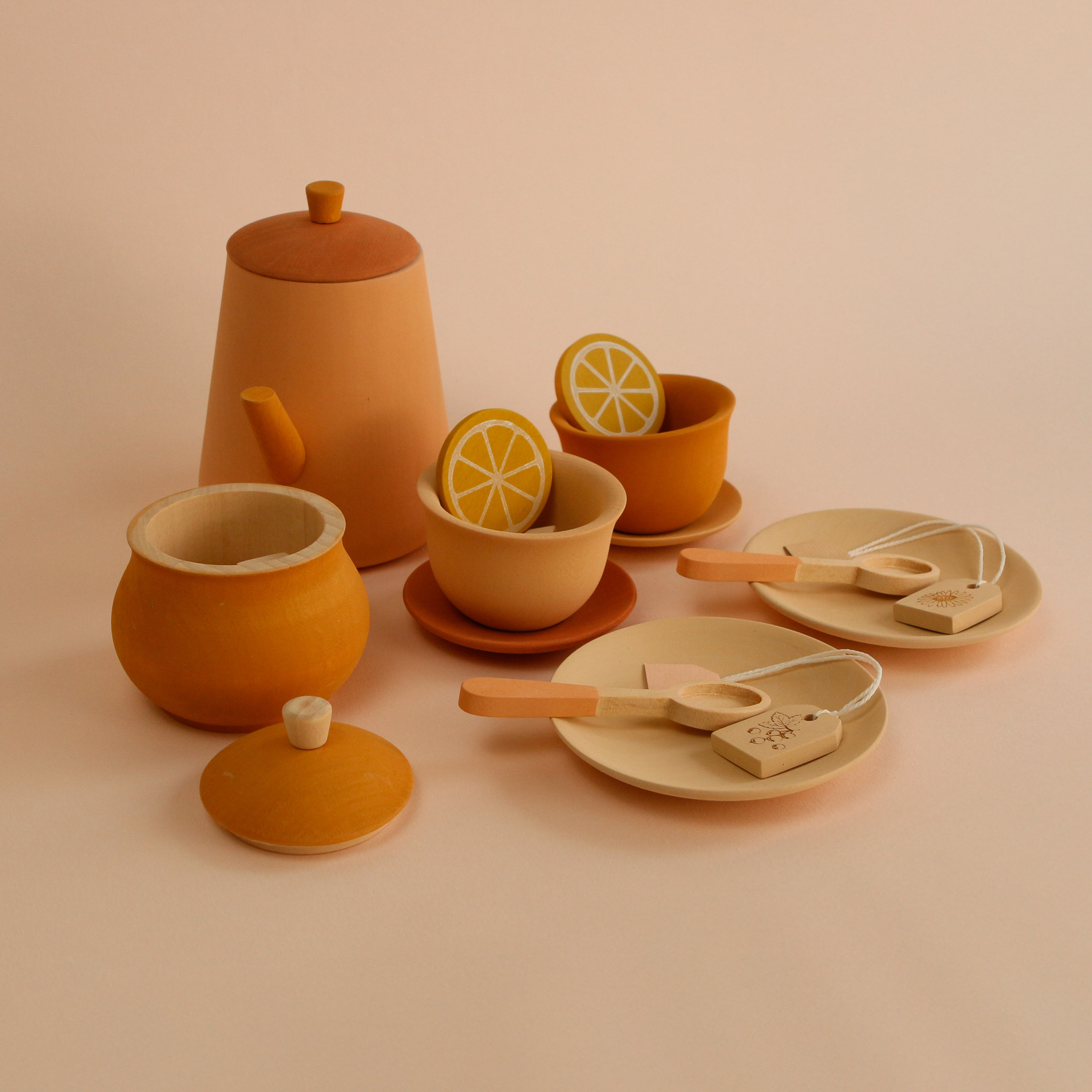 Wooden, stylish, designer tea set toys