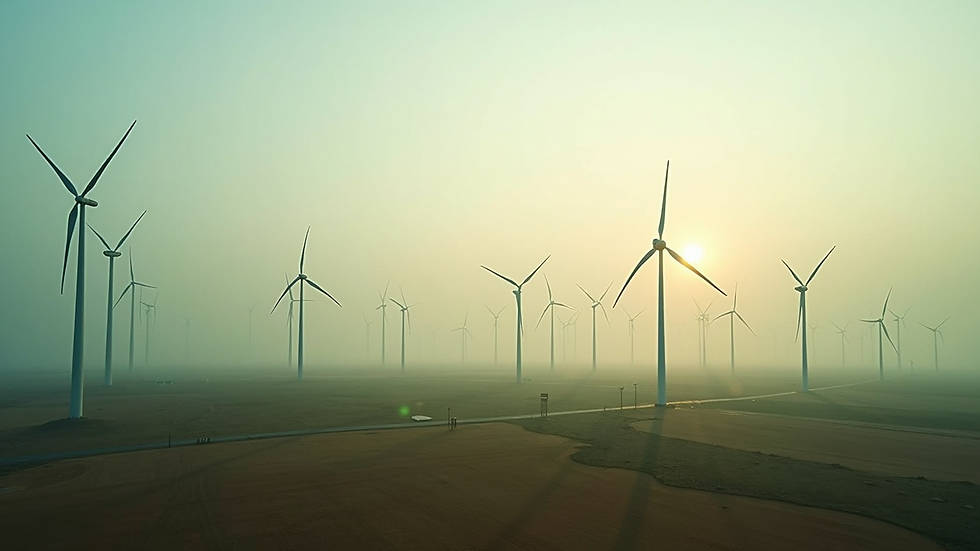 High angle view of a large wind farm in Maharashtra