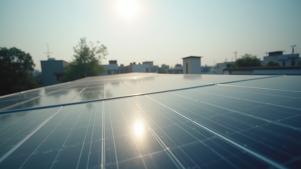 Eye-level view of solar panels installed on a rooftop in Maharashtra