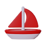 Red and white sailboat