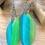 Thumbnail: 2 feathers Turquoise blue e green with silver dream catcher earrings