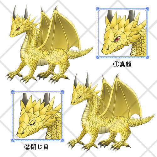 【立ち絵】ゴールドドラゴン★背景透過済★表情６種