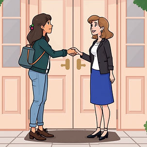 2 woman shaking hands at the front door .jpg