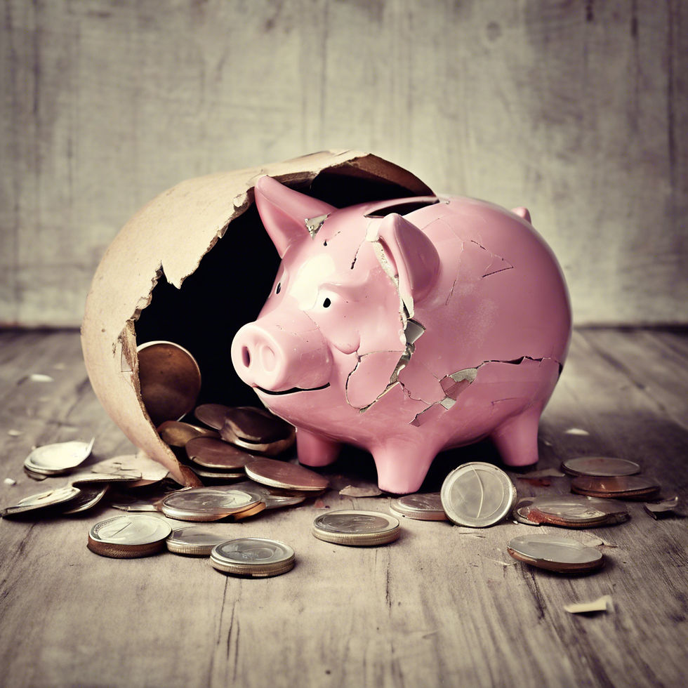 Illustration of a broken piggy bank