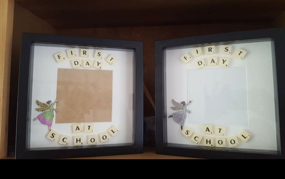 Thumbnail: Scrabble first day at school box frame 