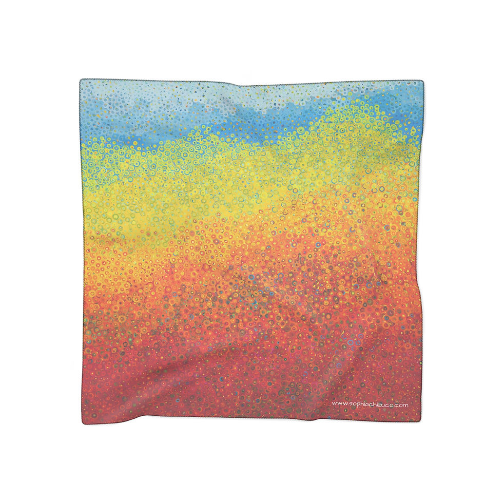 Colorful Abstract Poly Scarf - Lightweight accessory 