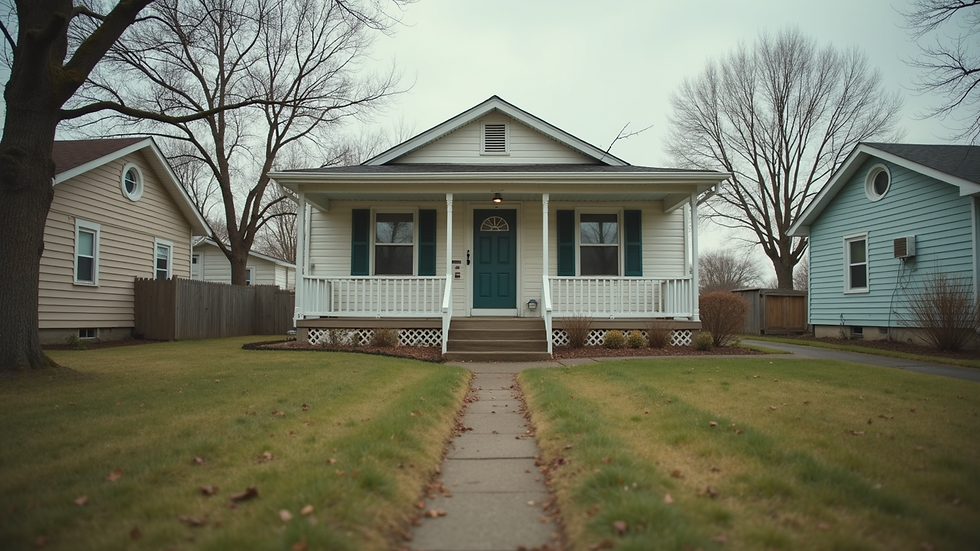 Eye-level view of a modest, well-kept veteran housing unit