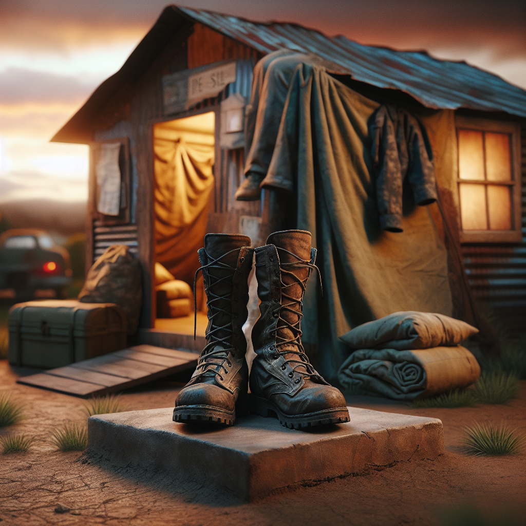 A photograph capturing a heart-wrenching portrayal of a homeless veteran family