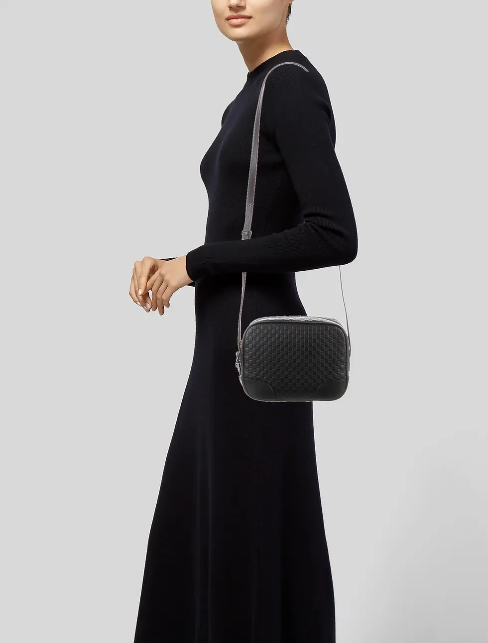Thumbnail: [GUCCI] Microguccissima Bree Cross Body Black Leather Clutch