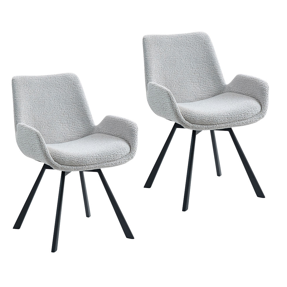 Thumbnail: Signy Swivel Dining Chair, set of 2, in Light Grey and Black