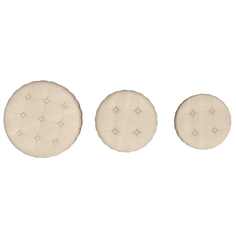 Thumbnail: Lexi 3pc Round Storage Ottoman Set in Beige and Black