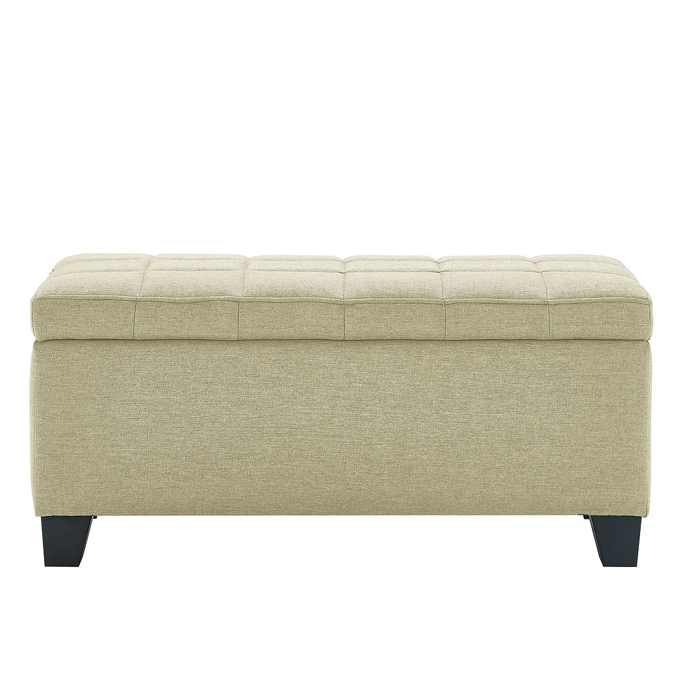 Thumbnail: Lila Rectangular Storage Ottoman Bench in Beige