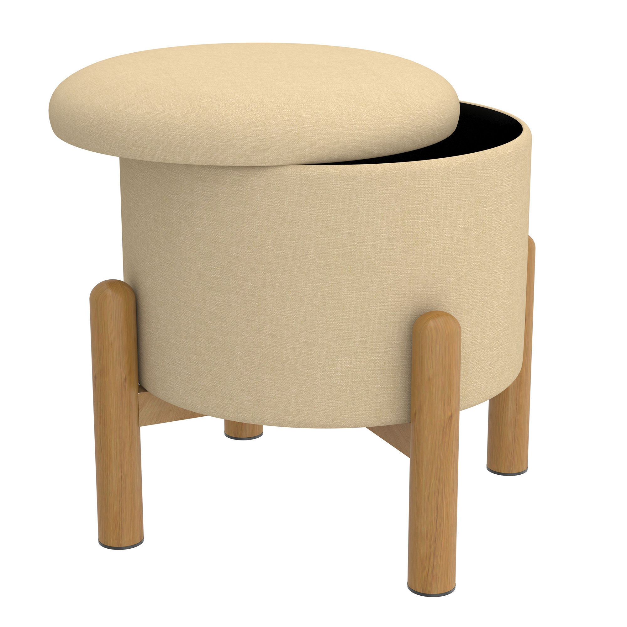 Heidi Round Storage Ottoman in Beige and Natural