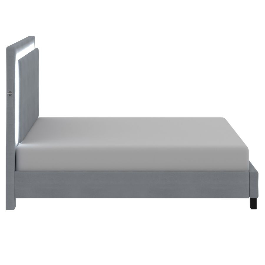 Thumbnail: Lumina 78" King Platform Bed w/Light in Grey
